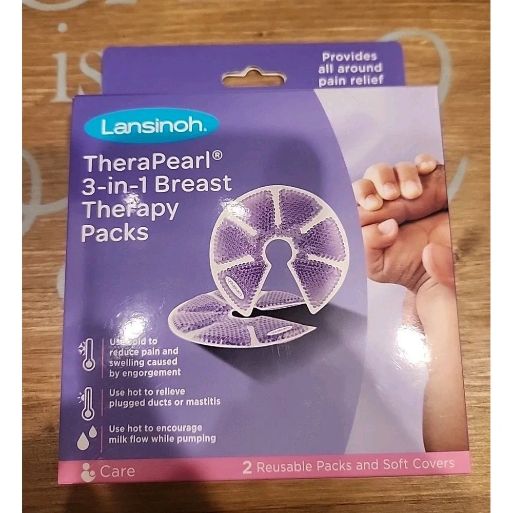 Lansinoh TheraPearl 3-in-1 Breast Therapy 2 reusable packs & covers Plus Samples